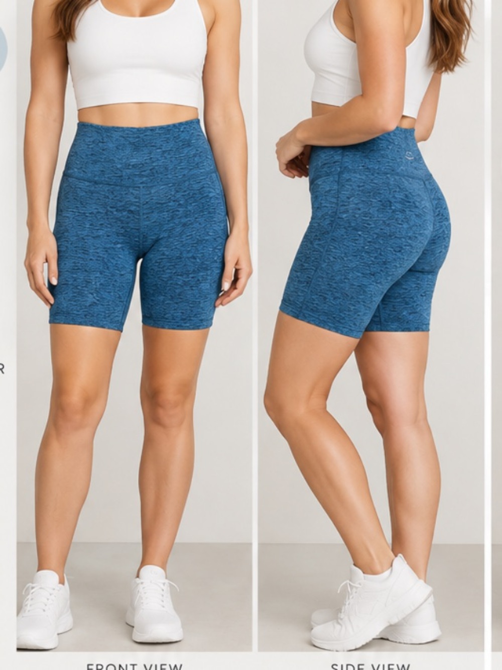 Beyond Yoga Blue Heathered Activewear bikers short size  XS yoga workout gym